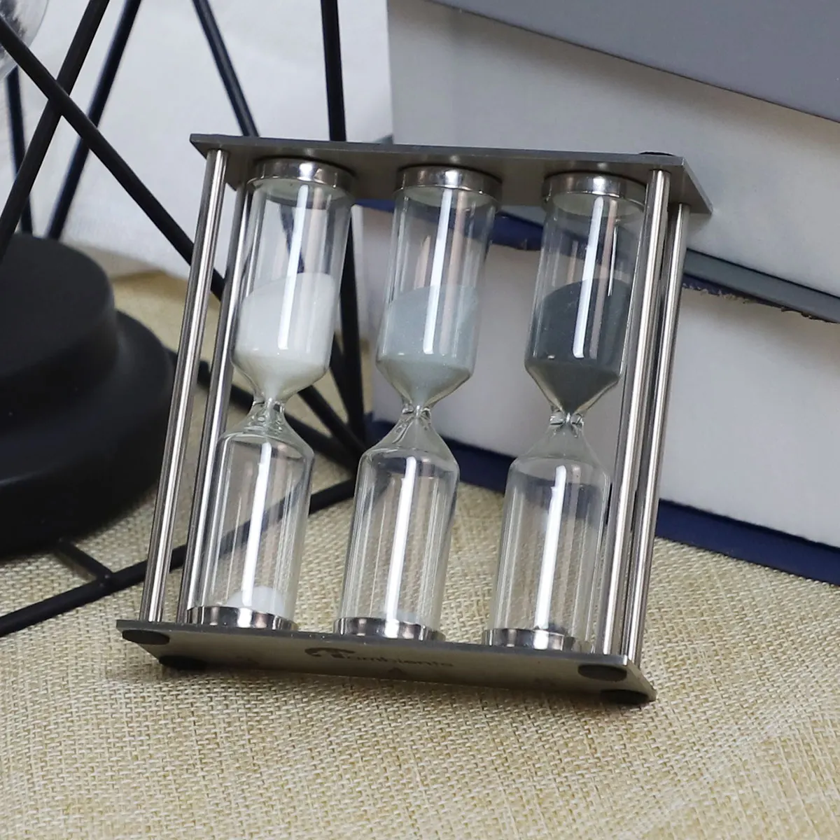 China wholesale custom triple 3 4 5 minutes tea sand timer hourglass in brushed stainless steel