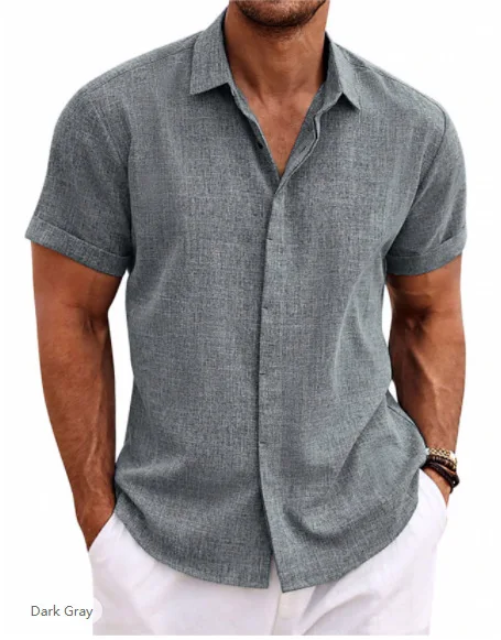 Wholesale Stylish White Short Sleeve Custom Linen-like Latest Casual ...