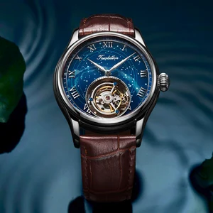 Timebalife Fashion Tourbillon Mechanical Starry Sky Dial Watch Starry Men's Tourbillon Mechanical Roman Number Watches for Men
