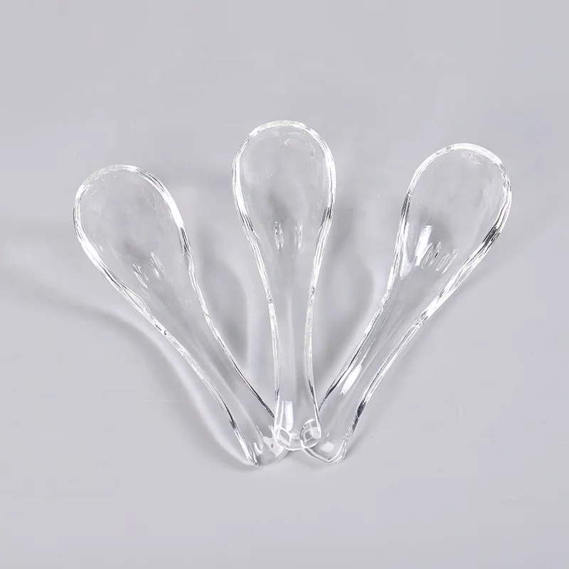Wholesale Custom Cheap Dinner Spoon Durable High-polish Finish Glass Crystal Soup Spoon with Bear High Temperature