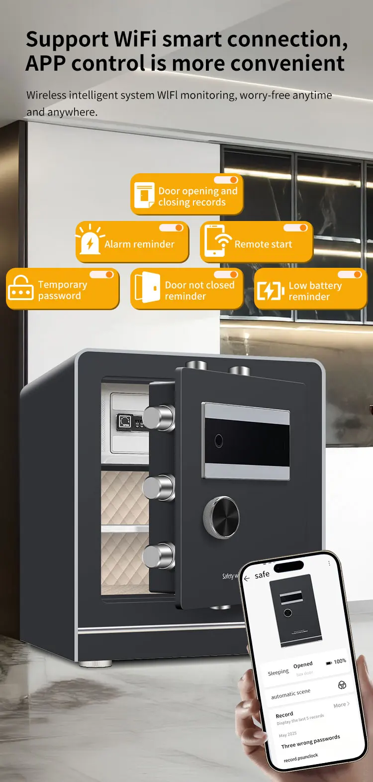 CEQSAFE Smart WIFI Safe Large Capacity All-Steel Anti-Theft Commercial Fingerprint Password for Home manufacture