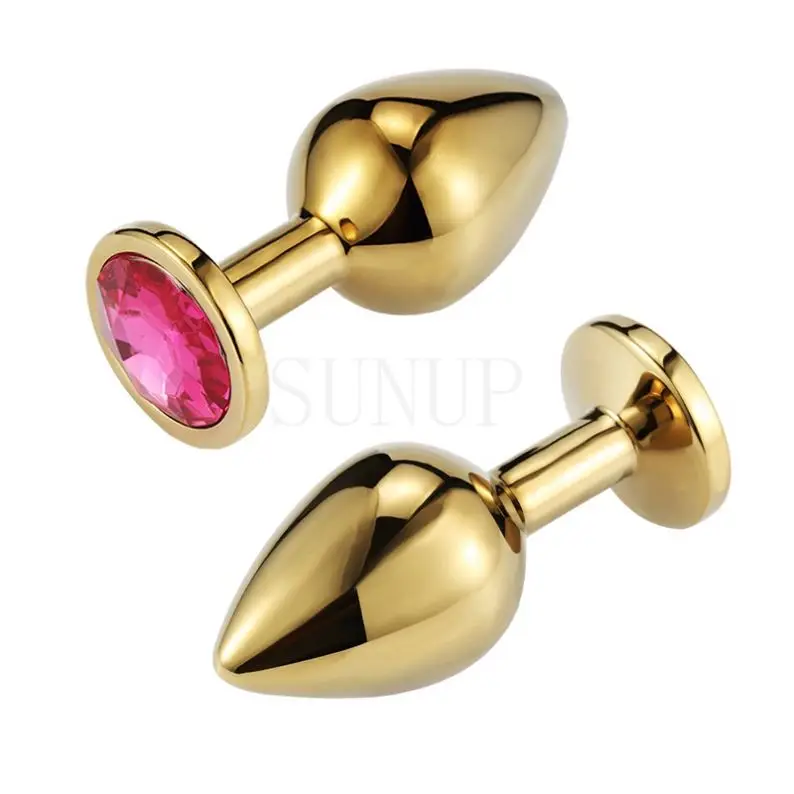 Free Custom Box - Small Medium Large Adult Products Golden Butt Anal Plug With Crystal Jewel