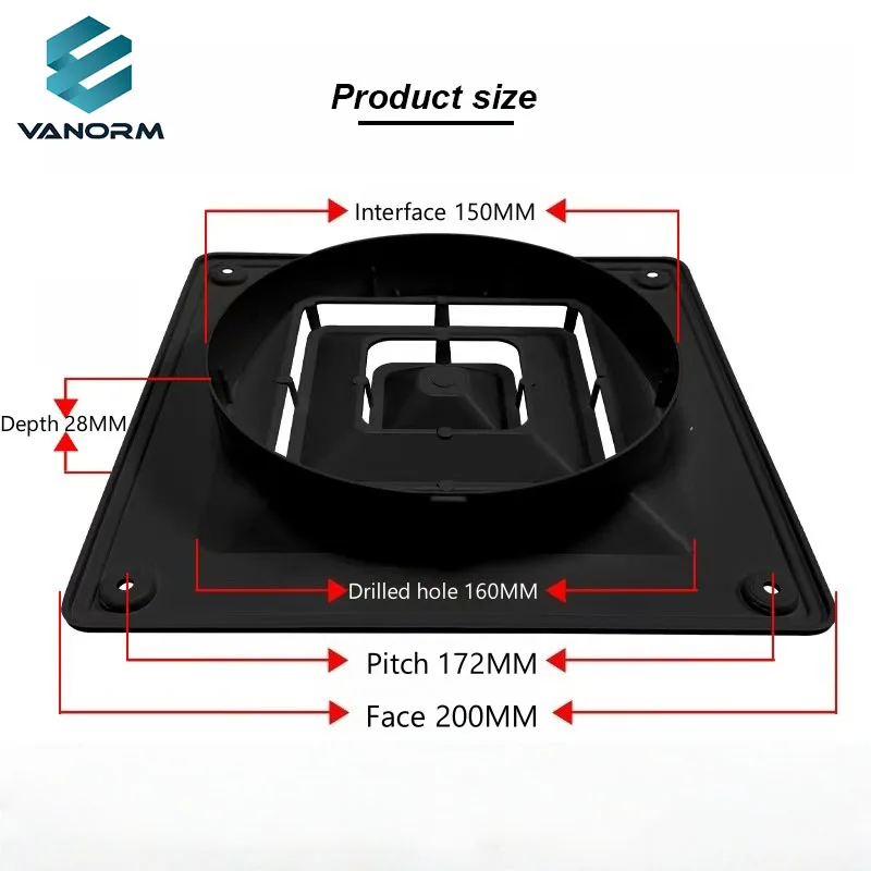Black ABS Diffuser with square air Outlets