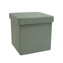 Luxury Cube Velvet square Foldable Ottoman Storage Stool Footrest