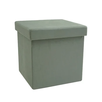 Luxury Cube Velvet square Foldable Ottoman Storage Stool Footrest