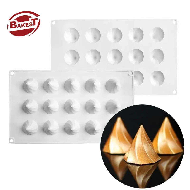 3D Small Mountain Peak DIY Chocolate Dessert Silicone Baking Mold Triangle Diamond-Shaped French Mousse Cake Tool for Food Use