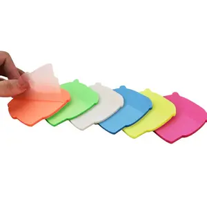 S3026 Transparent PET Memo Pad Self-Adhesive Nature Leaf Heterotype Neon Paper Sticky Note for School and Office Use