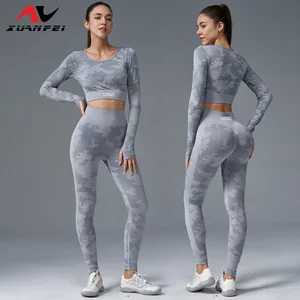 Wholesale Fitness Bodysuits Breathable Outdoor Leggings for Camouflage Women's Sets