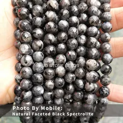 Natural Black, Coffee, White Spectrolite Beads for Jewelry