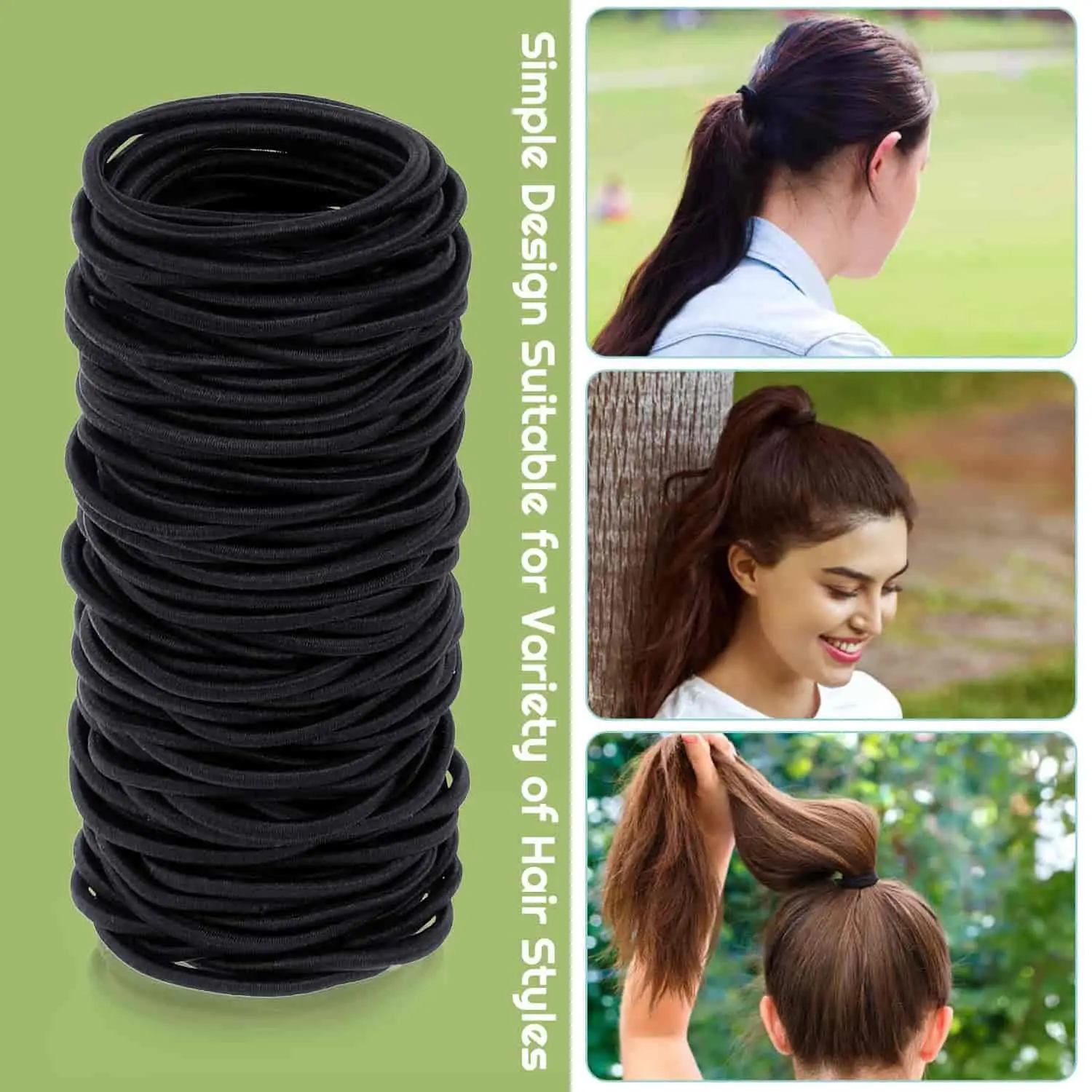 Songmay Custom Multicolor Nometal Black Color Ropes Ponytail Holders