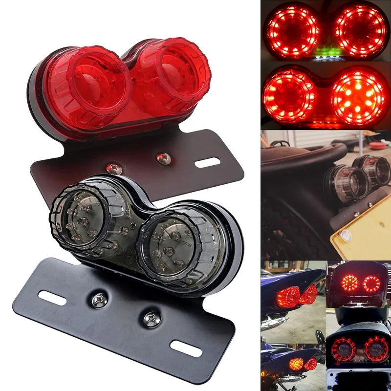Fanale Posteriore LED Universale Per Moto - Rosso E Ambra, Funzione Stop/Timone/Freccia, 12V, Per Bobber E Chopper