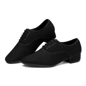 Men's Modern Dance Shoes Low-Heeled Rubber-Soled Ballroom Dancing Training Shoes Oxford Cloth Waltz Dance Shoes
