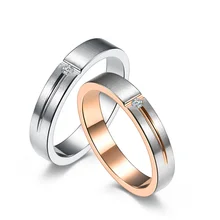Competitive Price Inlaid CZ Stone Brushed Couple Rings Stainless Steel Jewelry for Wedding Engagement Men Women Rings