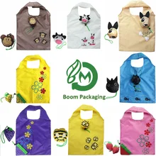 Novelty Cartoon Bee + Fish + Strawberry + Grape + Dog + Cat Animal Reusable Shopping Bags Folding Grocery Tote Bags