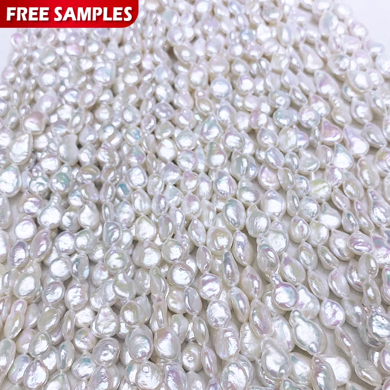 Wholesale Custom Hole Color Loose Baroque Oval Freshwater White