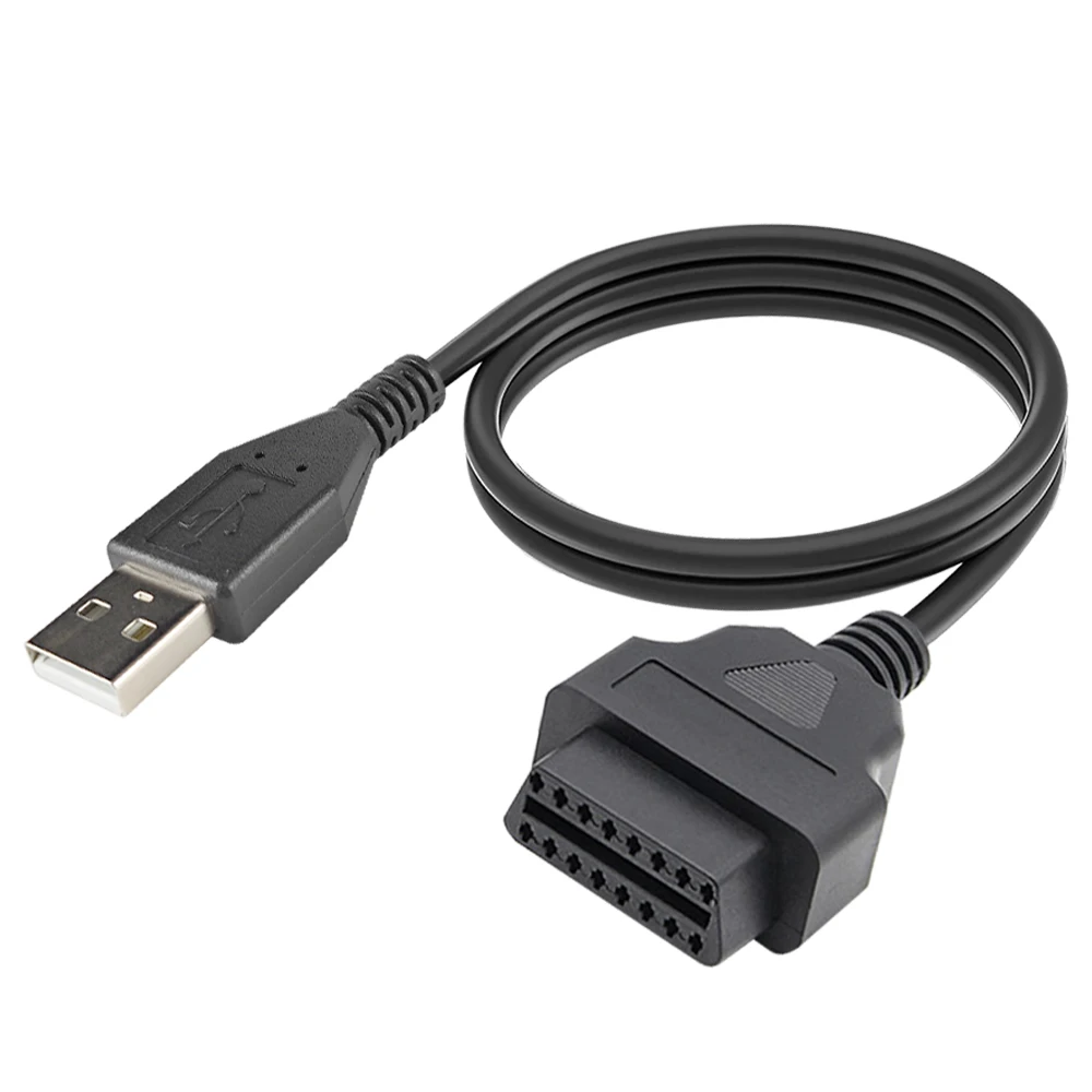 Custom 16 Pin Female Obd 2 Usb Cable Obd2 to Usb Cable Usb 2.0 a Male Obd2 Laptop Cable Obd Automotive Diagnostic Harness