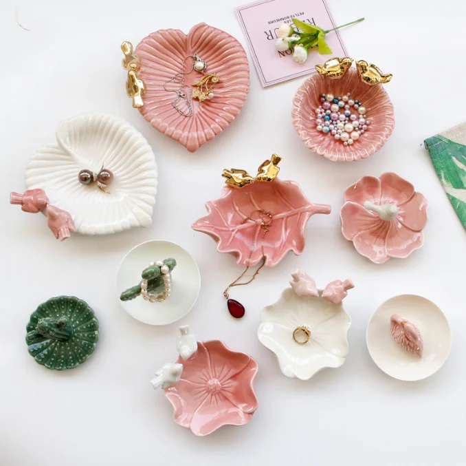 Small Ceramic Jewelry Holder Ring Holder Jewelry Storage Plate Trinket