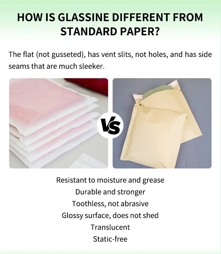 Compostable Glassine Paper Bag For Clothing Packaging Translucent