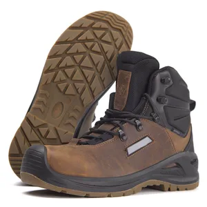 JIANKUN Custom S3 Work Shoes OEM ODM High Leather Work Boots Waterproof Composite Toe Safety Boots Men Safety Shoes Work