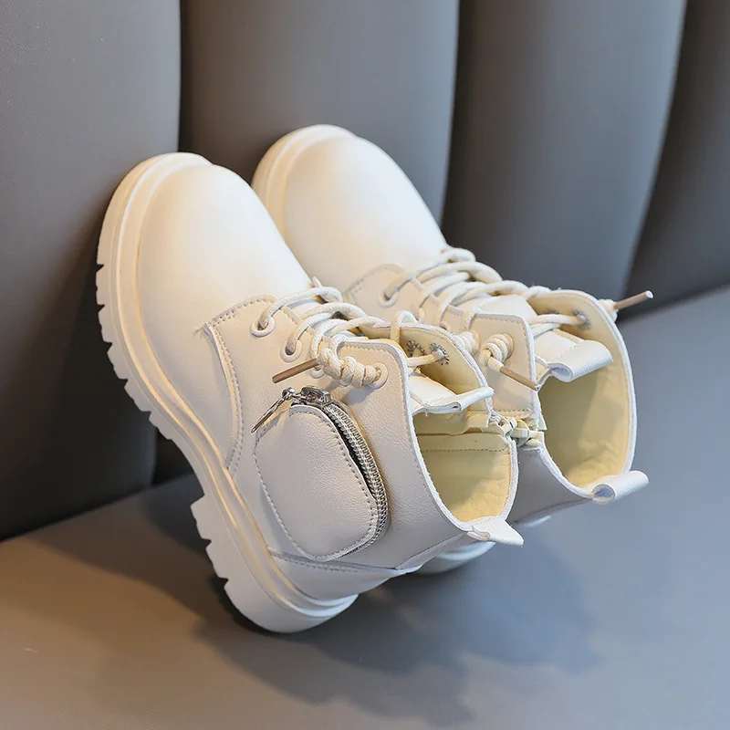 Модная детская повседневная обувь, милые однотонные детские ботинки, мини ботинки с сумкой