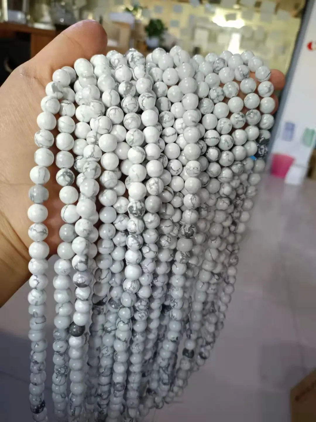 Natural Matte Howlite Gemstone Beads For Jewelry Making - 8mm, 5 Strands Per Bag (approx. 240 Beads) - View #9