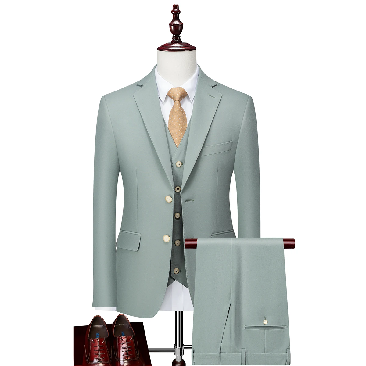 Men's Olive Green 3-Piece Suit - Business & Style