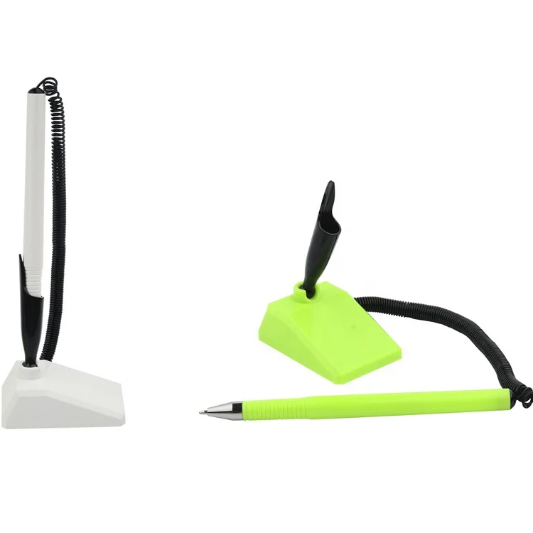 2024 New Design Promo Desk Stand Plastic Counter Stick in Table Ballpoint Pen with Black Spring