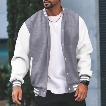 2025 Spring and Autumn Customized Logo Pattern Splicing Sports Leisure Baseball Jersey for  Men