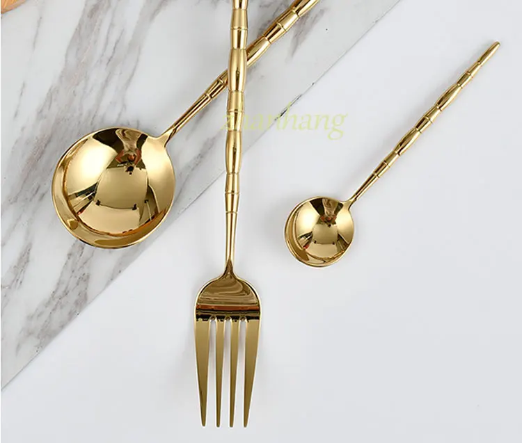High Quality Luxury Gold Plated Stainless Steel Cutlery Set Shinny Polish Flatware Buy Jieyang
