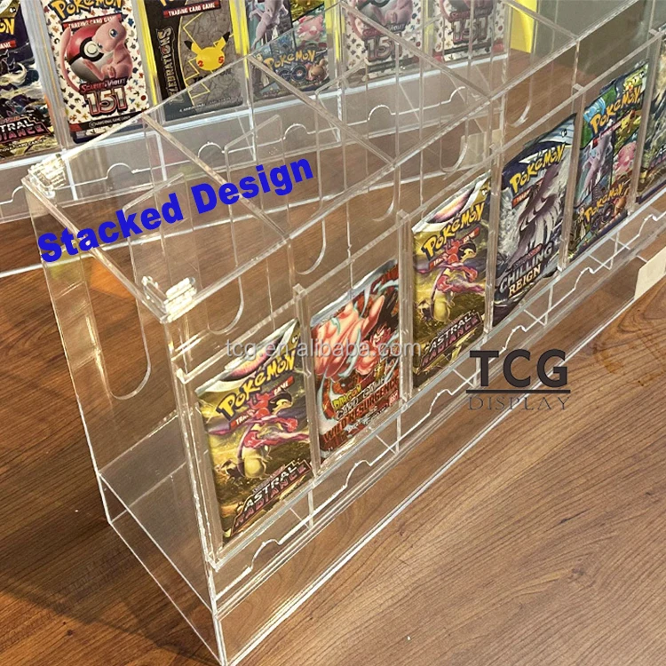 TCG 6 Slot Acrylic Booster Pack Trading Game Card YuGiOh Display Case  Pokemon Acryl Booster Pack Dispenser Box Stand Holder
