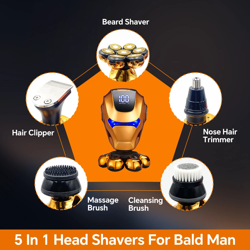 Rechargeable Seven Blade Electric Shaver Set USB Powered Bald Hair Clipper Razor Trimmer for Beards for Household and RV Use factory