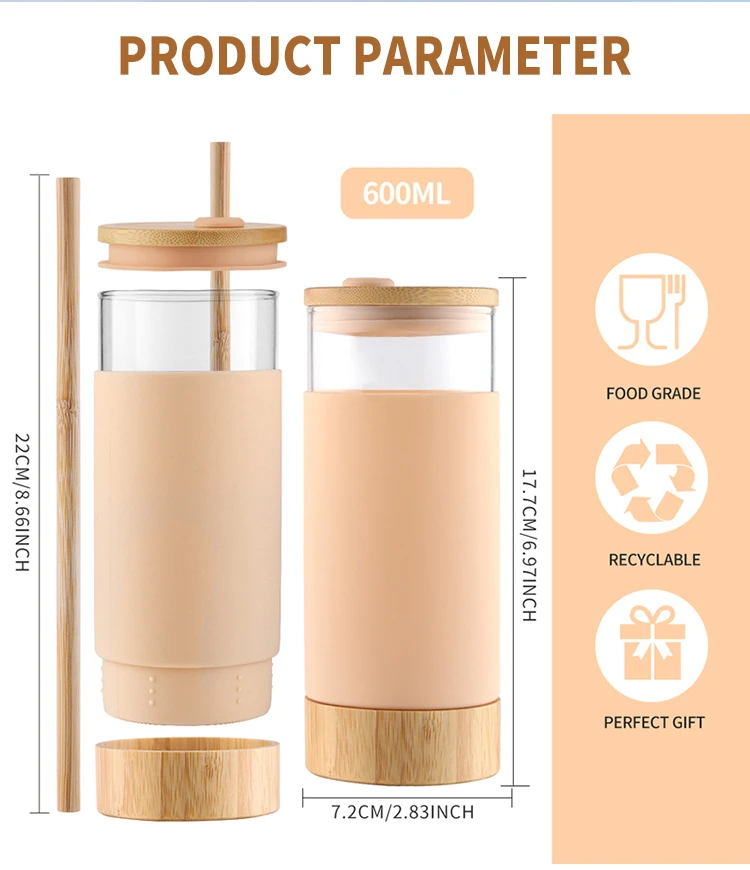 Eco Friendly Bamboo Lids Tumbler Wide Mouth Smoothie Tumblers 20oz