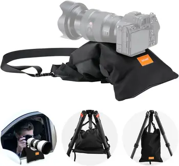 NEEWER Sandbag for Photography, 15.5"x9.4" Foldable Handheld Storage Bag with Shoulder Strap, Heavy Duty Polyester Saddlebag