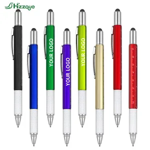 Promotional 6 in 1 Multifunction Tool Gift Ball Pen Screwdriver Level Stylus Screen Ruler Ballpoint Pen