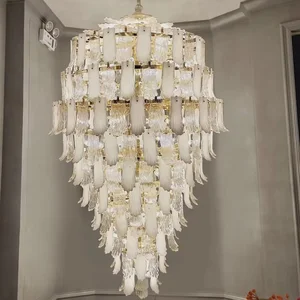 Champagne Gold 13-Layer Light Pendant Modern Hanging Villa Center Luxury Large Crystal Glass LED Chandelier 5-Year Warranty Easy