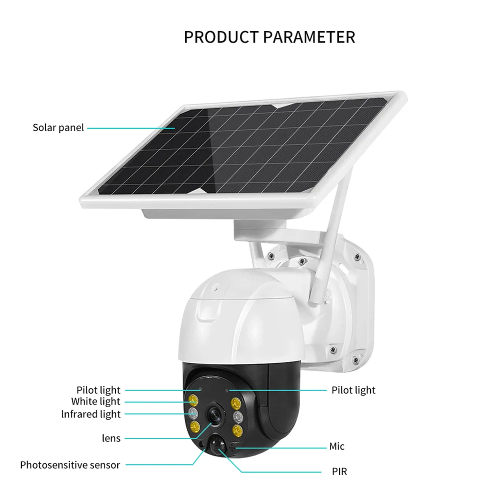 Factory Promotion Smart Home Low Power Consumption Battery Power 4G Solar Camera ICSEE PIR Detection Solar 4G PTZ Camera