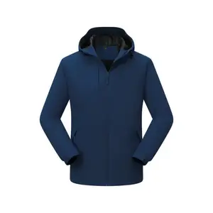 Fleece Thickened Soft Shell Zipper Stand Collar One-piece Hooded Winter Outdoor Windproof Waterproof for Work Clothes