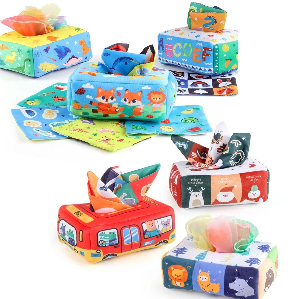 Magic Tissue Box Sensory Busy Pull Along Toddler Baby Tissue Box Toy Sensory Toddles Cloth Books  Toy Busy Box