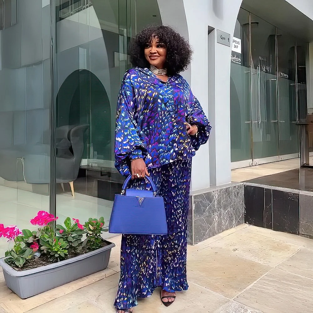 Hot Sale African Print Digital Printing Dress Designs Fat Ladies Plus Size  Africa Dress for Women