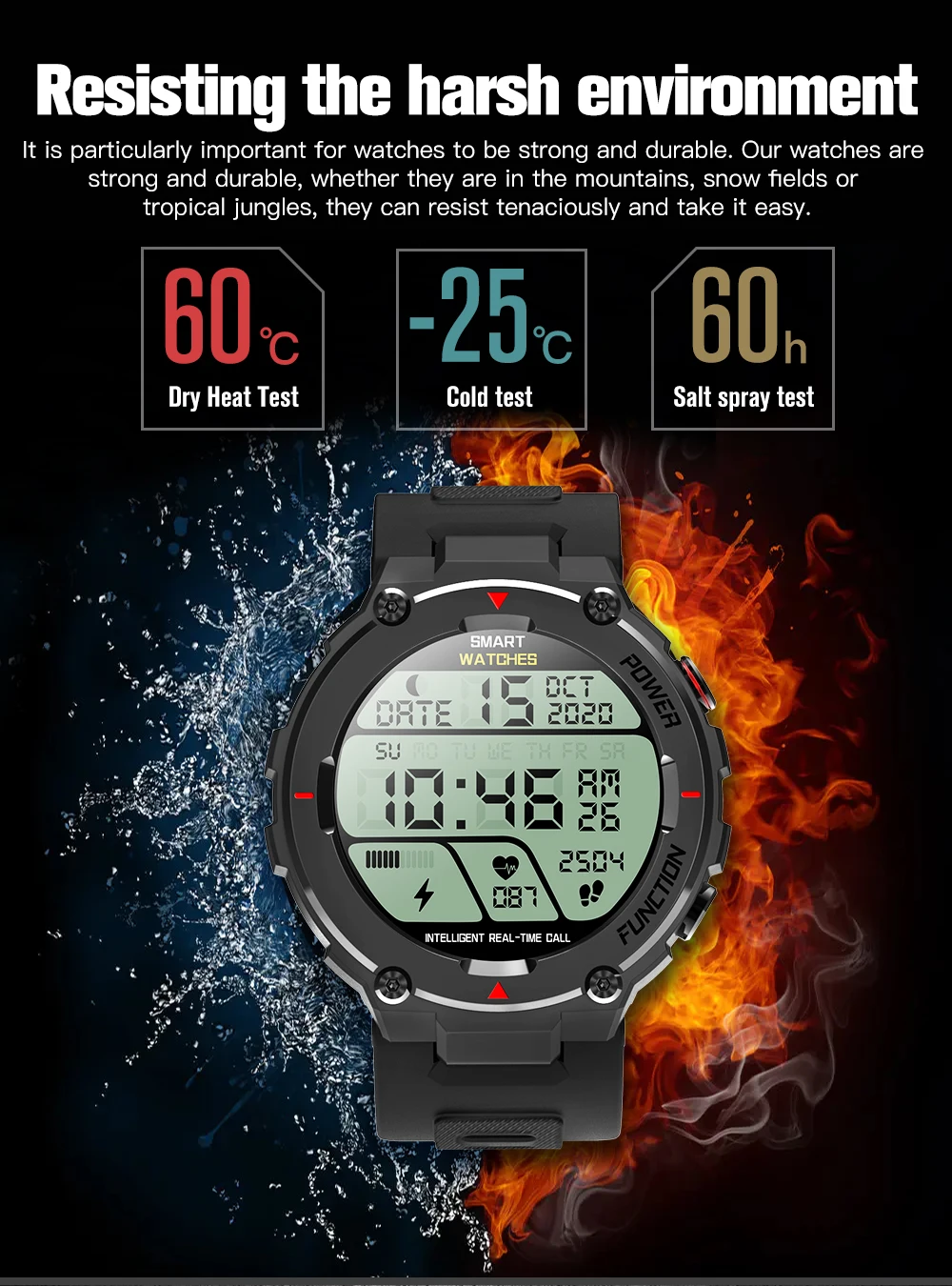 Large Screen Fossil Smart Watch Real Time Blood Oxygen Band Waterproof