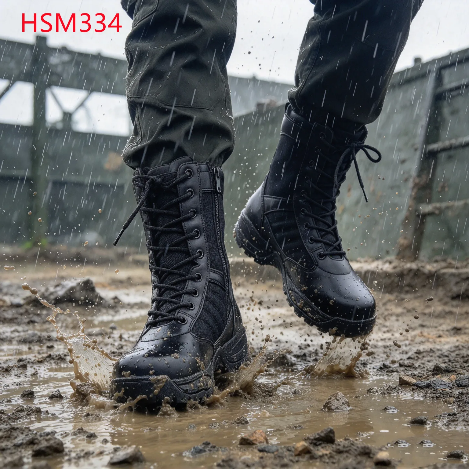 LXG,Patrol Duty Withstand Impact EVA+rubber Sole Marching Boots Muddy Ground Hua Singh Combat Boots with Zip&velcro HSM334