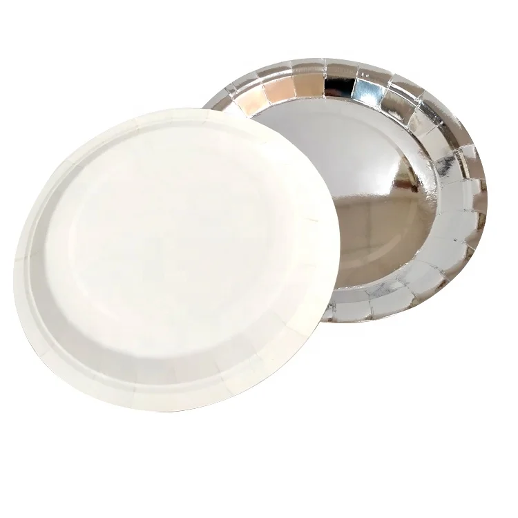 Wholesale Custom Print Small Batch Food Grade Paper Dish Wedding Party Dinner Gold Foil Cake Dessert Paper Plate