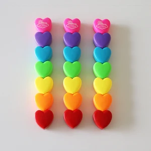 Promotional Colorful Heart Detachable Flat Mini Aesthetic Highlighter Pen Set