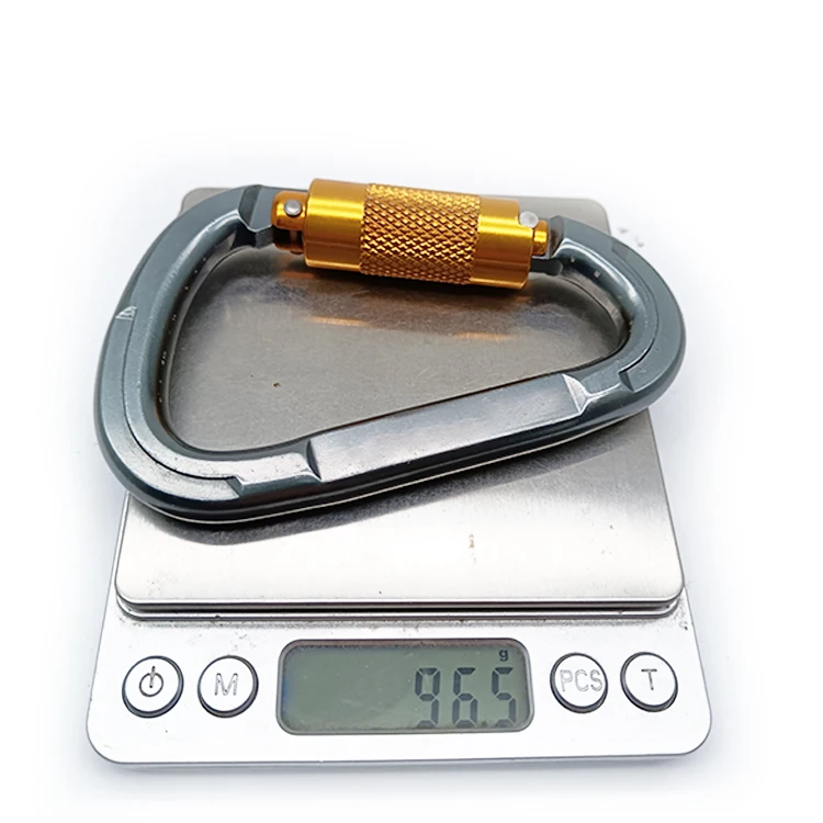 Outdoor 28kn Oxdized Aluminum 7075 Tension Automatic Locking D Shape Metal Tree Carabiners mosquetones de escalada de 25kn