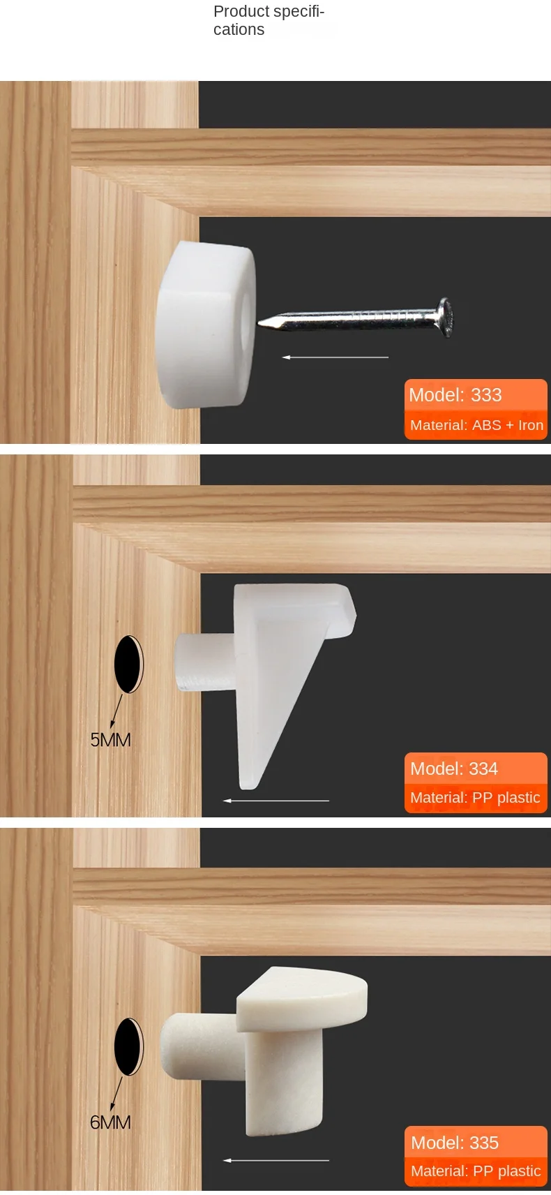 200pcs Clear Plastic Shelf Support Clip Furniture Hardware