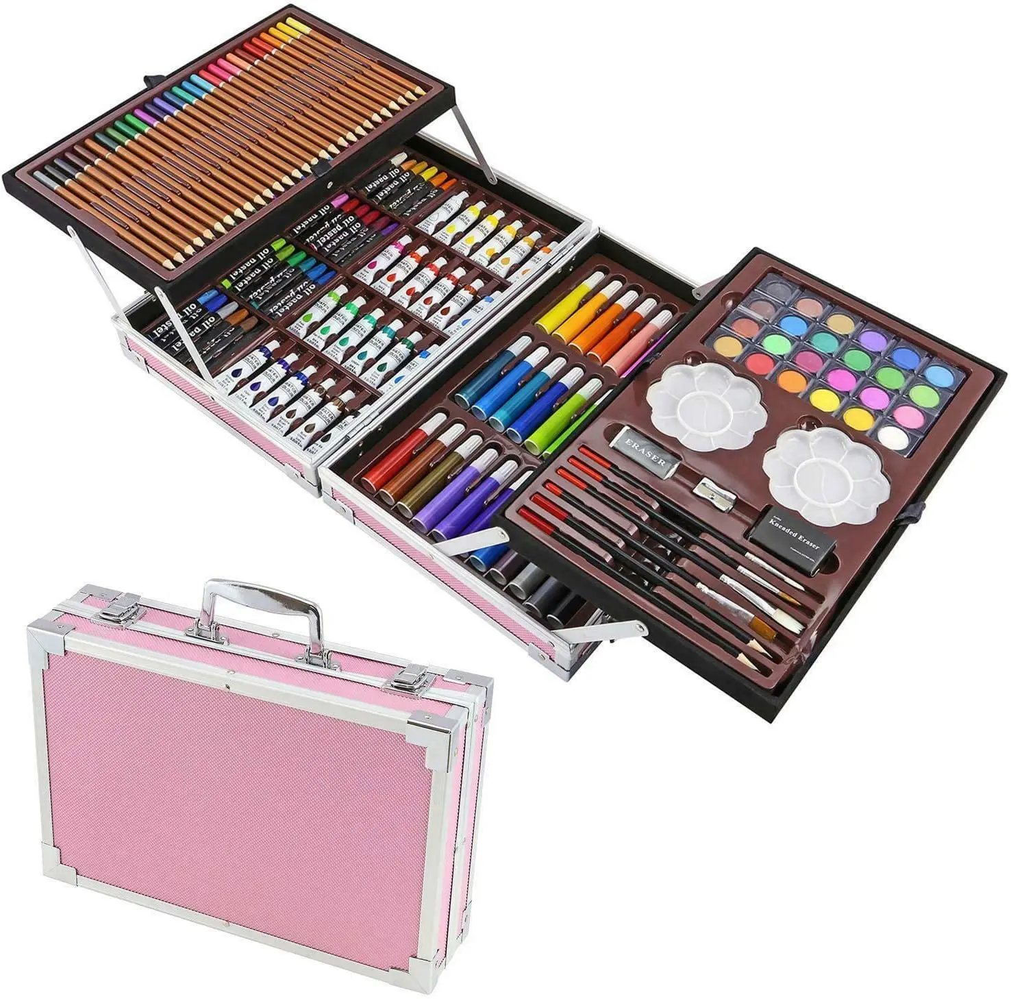 Amazon.com : Art Supplies, 208 Pack Drawing Art kit Gifts Art Set for Girls  Boys Beginners, Deluxe Art Case Gift with Double Sided Trifold Easel, Oil  Pastels, Crayons, Colored Pencils, Watercolor Cakes (