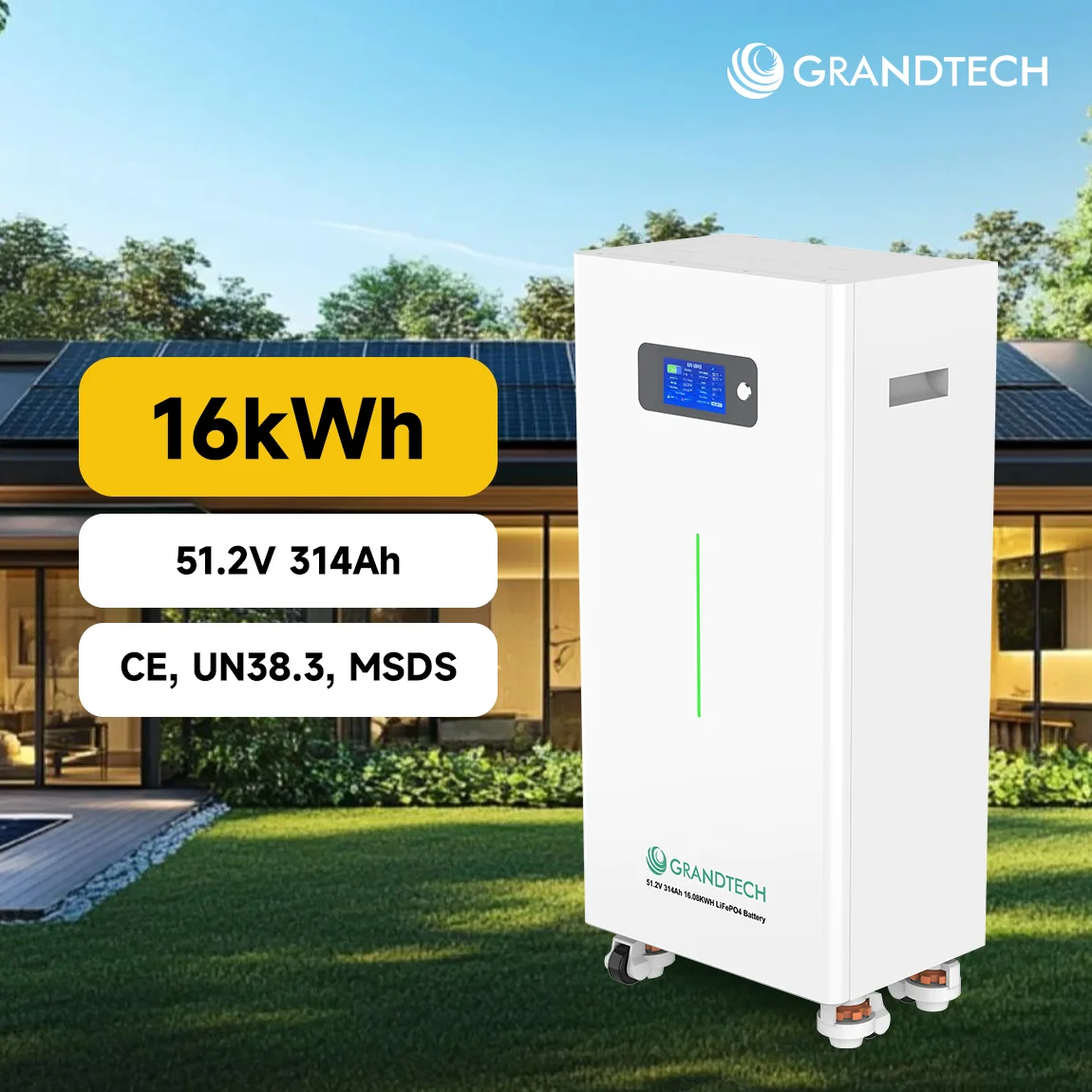 Grandtch Stock 5-year Warranty Lifepo4 Battery 5.12kWh 10kWh 16kWh 20kWh 48v 314ah LFP Battery for Home Energy Storage System