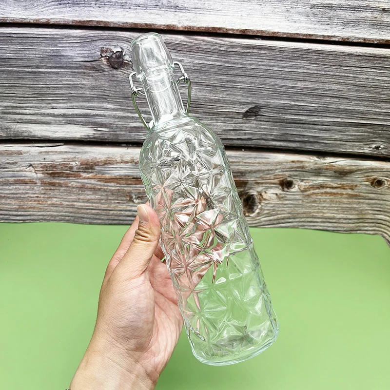 1000ml Eco-friendly Swing Top Glass Flask Bottle Flat Wine Glass for Tequila Bulk Sale