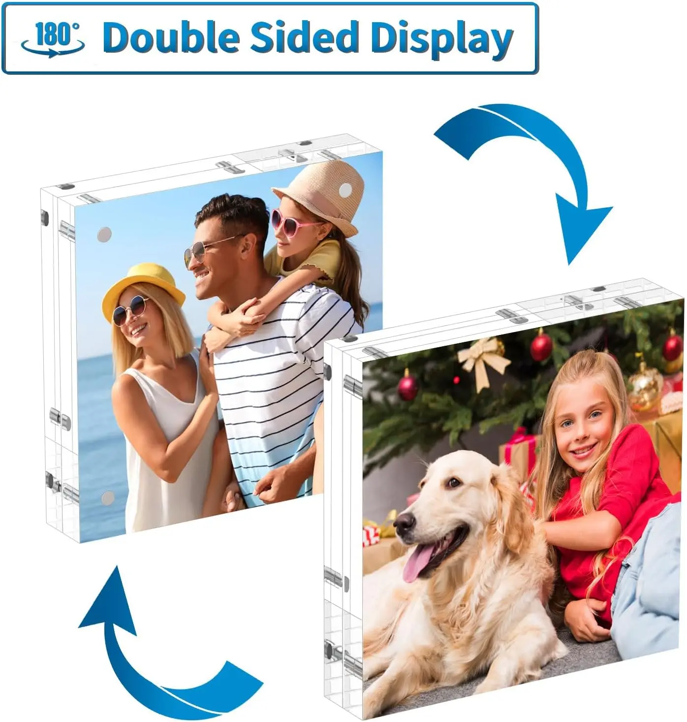 Upgraded Version 2 Side Acrylic Photo Frame Clear 11x17 8.5x11