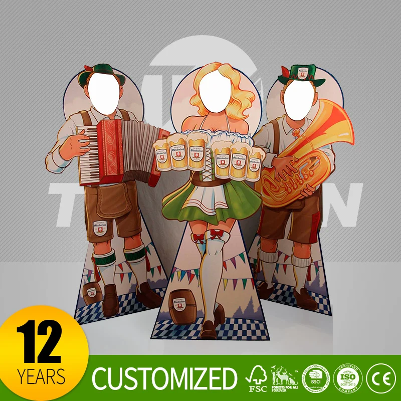 Topwon Custom Cardboard 3 Sides Triangle Floor Advertising Standee Display Pop up Display Stands Banner